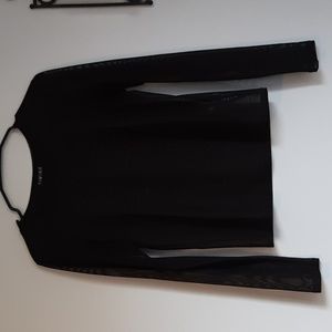Mesh long sleeve black top